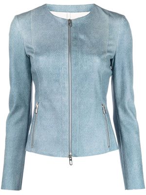 Drome zipped-up leather jacket - Blue