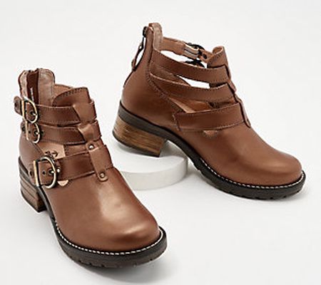 Dromedaris Leather Buckle Ankle Boots - Kelsy