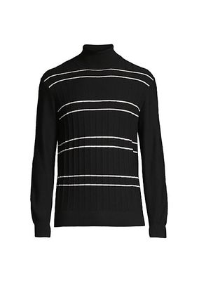 Drop Needle Striped Wool Turtleneck Sweater