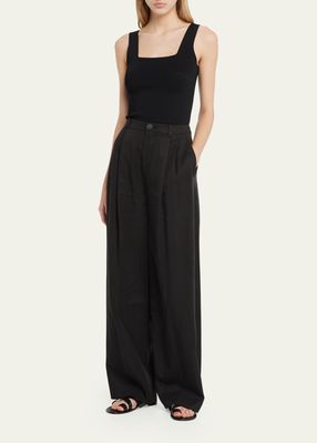 Drop-Waist Pleated Trousers