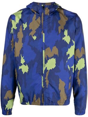 Drumohr abstract-print hooded jacket - Blue