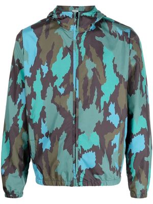 Drumohr abstract-print hooded jacket - Green