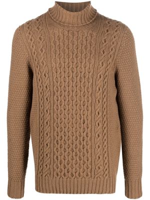 Drumohr Aran-knit roll-neck jumper - Neutrals