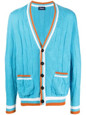 Drumohr contrasting-trim cable-knit cardigan - Blue