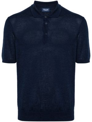 Drumohr cotton-linen knit polo shirt - Blue