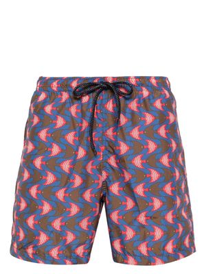 Drumohr fish-print swim shorts - Blue