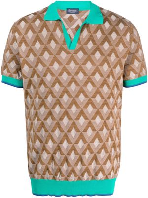 Drumohr geometric-patter cotton polo shirt - Brown