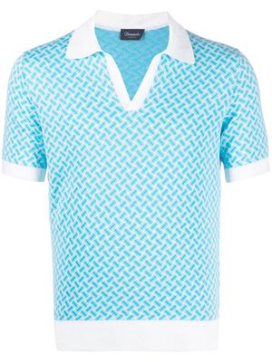 Drumohr geometric-pattern polo shirt - Blue