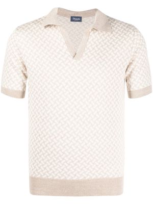 Drumohr geometric-pattern polo shirt - Neutrals