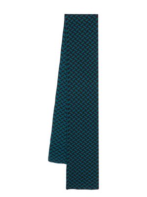 Drumohr graphic-print cashmere scarf - Blue