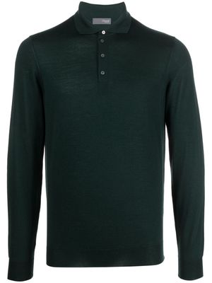 Drumohr long-sleeve merino-wool polo shirt - Green