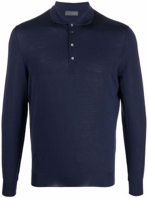 Drumohr long-sleeved merino polo shirt - Blue