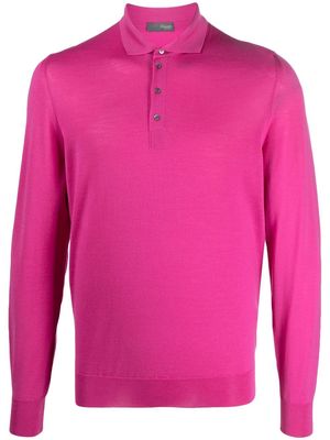 Drumohr longlseeved cotton polo shirt - Pink