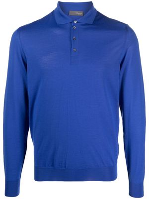 Drumohr longsleeved wool polo shirt - Blue