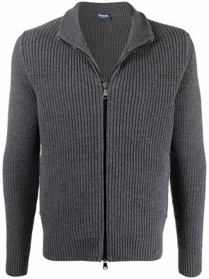 Drumohr ribbed zip-up merino jacket - Grey