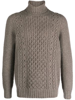 Drumohr roll-neck Aran-knit jumper - Grey