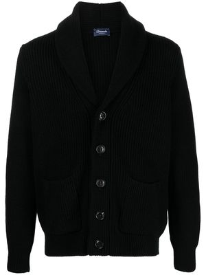 Drumohr shawl-lapel ribbed-knit cardigan - Black