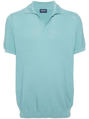 Drumohr V-neck cotton polo shirt - Blue
