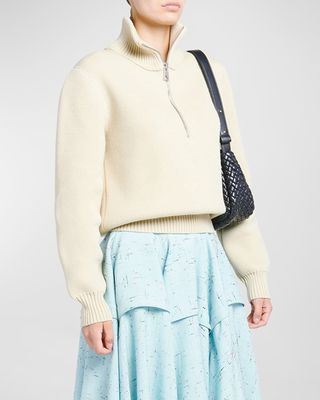 Dry Wool Ribbed Half-Zip Sweater