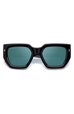 Dsquared2 53mm Rectangular Sunglasses in Black Tea /Green Mirror