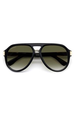 Dsquared2 57mm Aviator Sunglasses in Black Gold /Green Shaded
