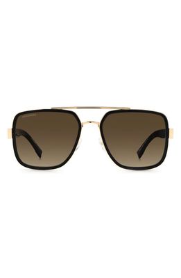 Dsquared2 58mm Gradient Square Sunglasses in Gold Black /Brown Gradient