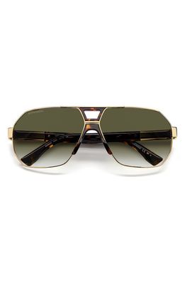 Dsquared2 63mm Aviator Sunglasses in Gold Havana /Green Shaded