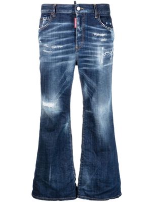 Dsquared2 bleach-effect cropped flared jeans - Blue