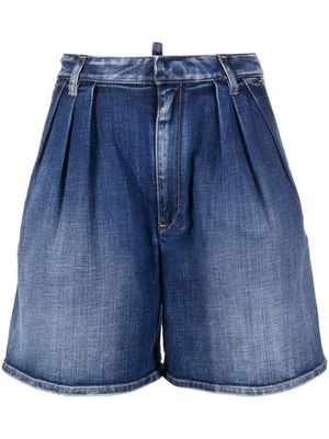 Dsquared2 box-pleat denim shorts - Blue