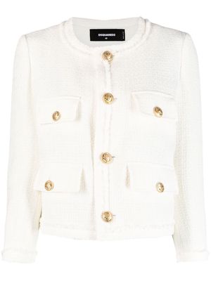 Dsquared2 button-embellished tweed jacket - White