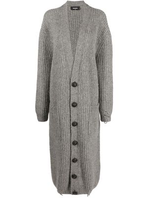 Dsquared2 button-up ribbed long cardigan - Grey