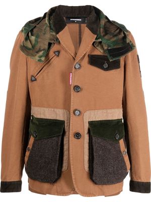Dsquared2 buttoned patchwork jacket - Brown