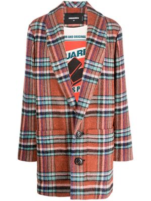 Dsquared2 check-pattern single-breasted wool coat - Brown