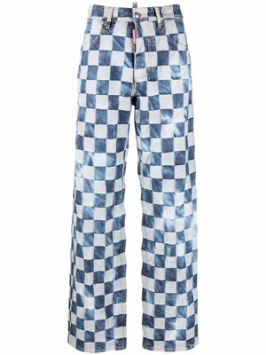 Dsquared2 checked wide-leg jeans - Blue