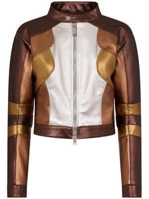 Dsquared2 colour-block leather racing jacket - Brown