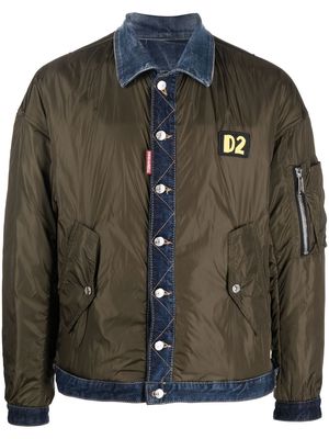 Dsquared2 contrast-panel padded bomber jacket - Green