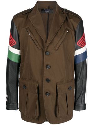Dsquared2 contrast-sleeve biker-style jacket - Brown