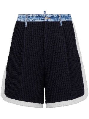 Dsquared2 contrast-trim bouclé shorts - Blue