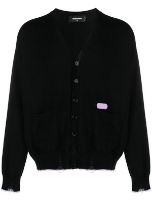 Dsquared2 contrast-trim wool blend cardigan - Black