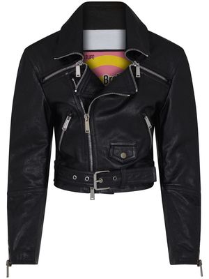 Dsquared2 cropped leather biker jacket - Black