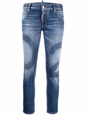 Dsquared2 cropped logo-wash jeans - Blue