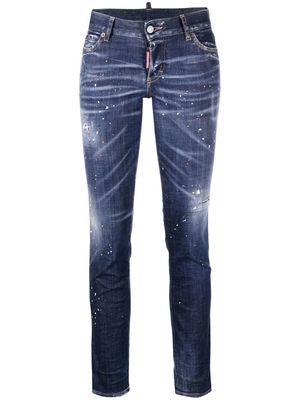 Dsquared2 cropped paint-splatter jeans - Blue
