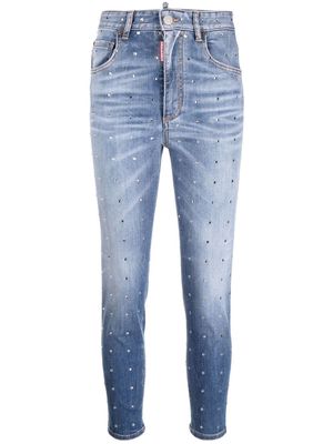 Dsquared2 crystal-embellished cropped jeans - Blue