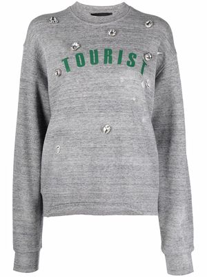 Dsquared2 crystal-embellished slogan sweatshirt - Grey
