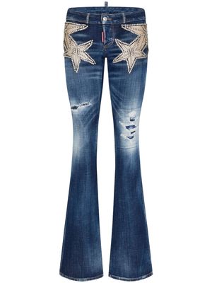 Dsquared2 crystal-embellished star-appliqué jeans - Blue