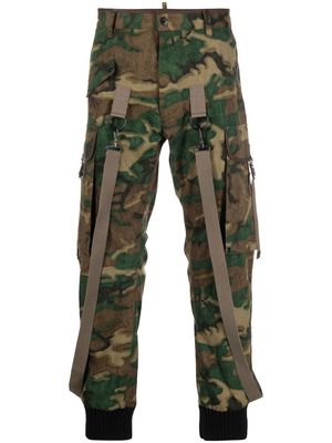 Dsquared2 cuffed camouflage-print cargo trousers - Green