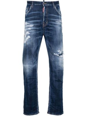 Dsquared2 Dark Ripped Cast Wash Bro straight-leg jeans - Blue