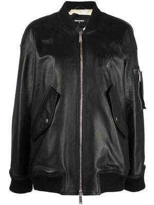 Dsquared2 debossed-logo leather jacket - Black