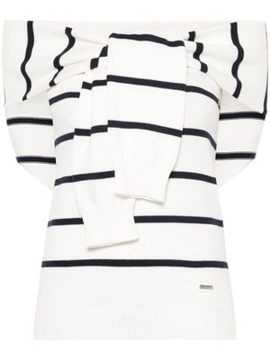 Dsquared2 decorative-sleeves striped top - White