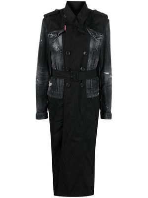 Dsquared2 denim-jacket design long coat - Black